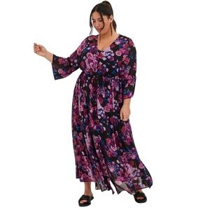 Torrid Maxi Chiffon Button Up Black Floral Summer Dress - Torrid 1 - US 14/16